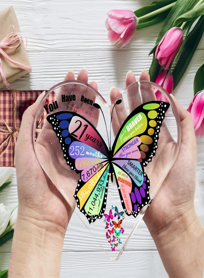 Uibyriy 21st Birthday Gifts for Her, Happy 21st Birthday Decorations Heart Acrylic Plaque, 21st Birthday Gift for Women, Gifts for 21 Year Old Daughter Granddaughter Female Friends Sister Lady - Image 5